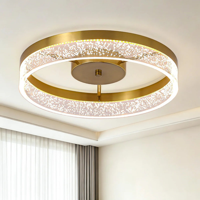 Plafonnier DEL intégré à intensité variable Itohan 19,69 po (50 cm), Doré, H 2,75 po x l 19,69 po x P 19,69 po