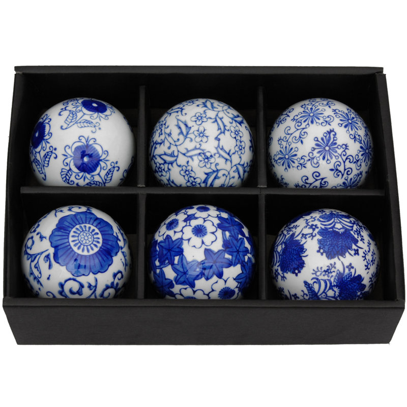 Farrell Decorative Ball Set, Blue Floral