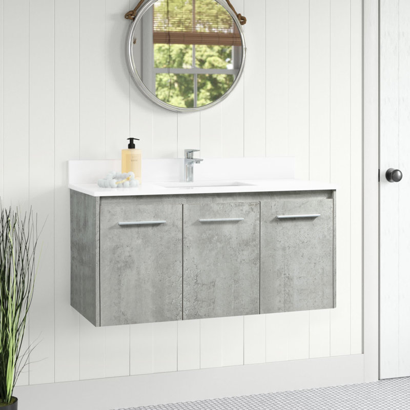 Ensemble de meuble-lavabo mural simple 40 "Penn, Gris béton