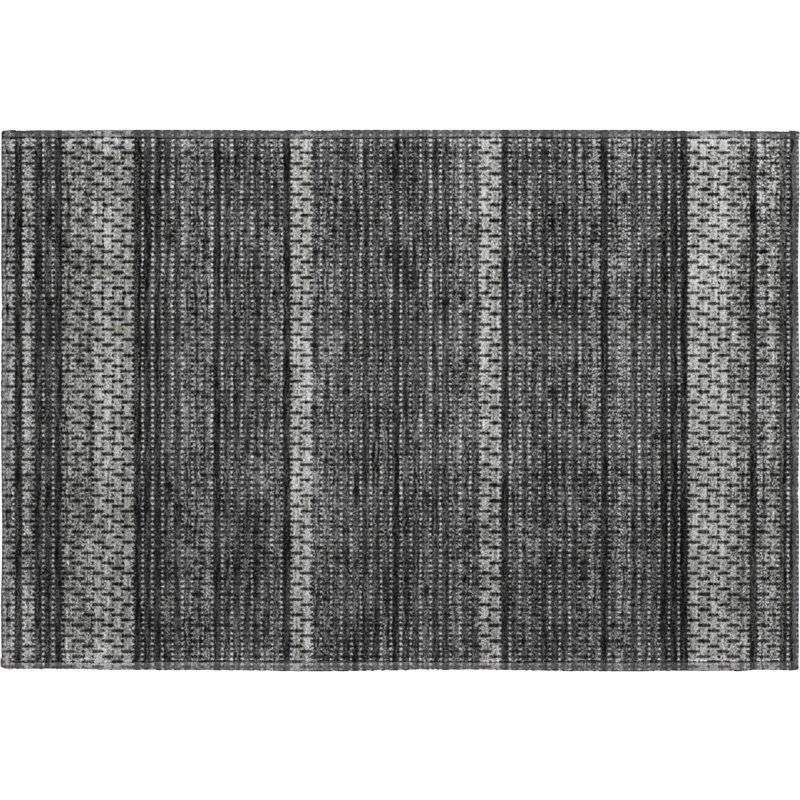 Premium Machine Washable Mayfield AMF2427 Striped Rug, 2'6" x 3'10", Black
