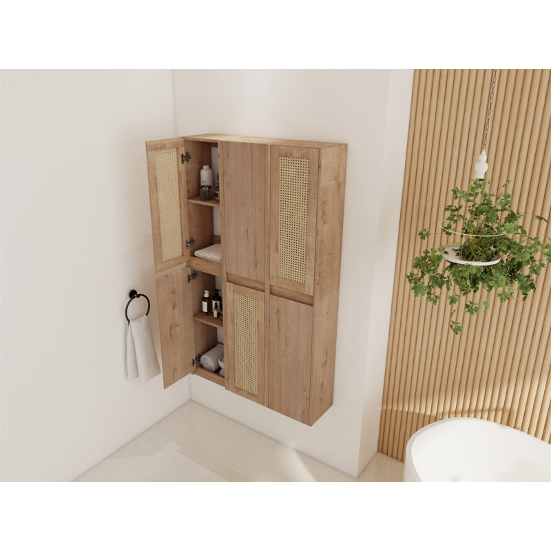 Armoire latérale de salle de bain 36 po avec 6 portes à fermeture en douceur et support flottant peu encombrant pour un rangement élégant