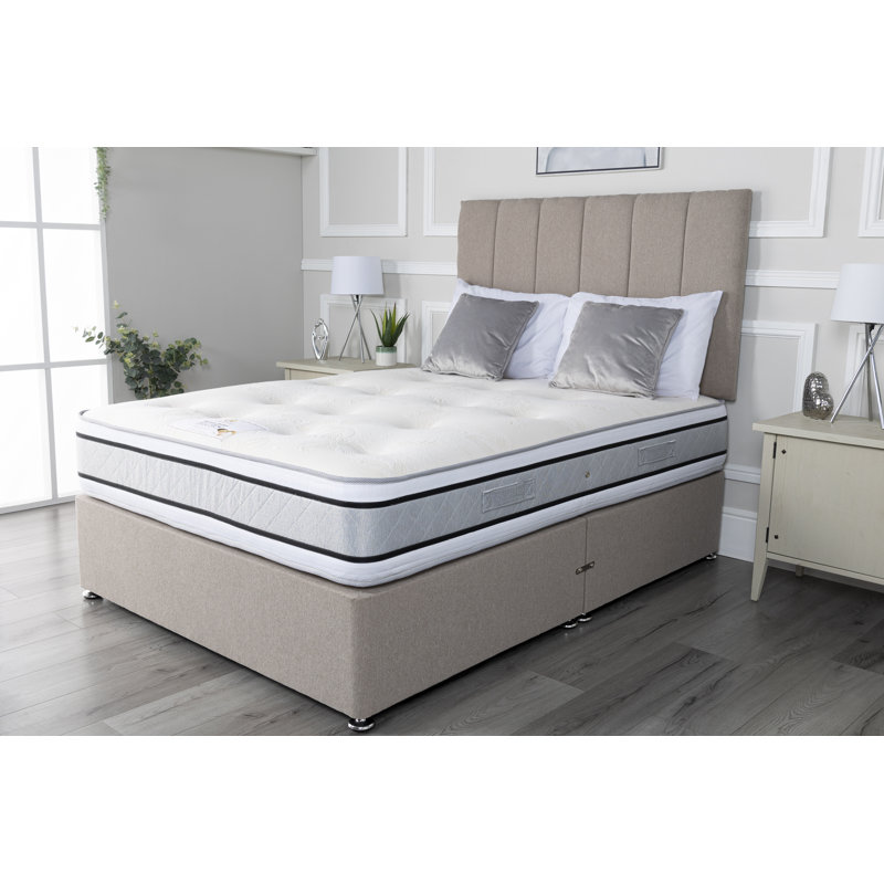 Aspelare Pocket Spring Divan Bed Set, 4 Drawers, Small Double, Silver Linen