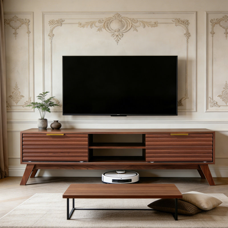 Vintage Walnut Tv Stand For Tvs Up To 65''