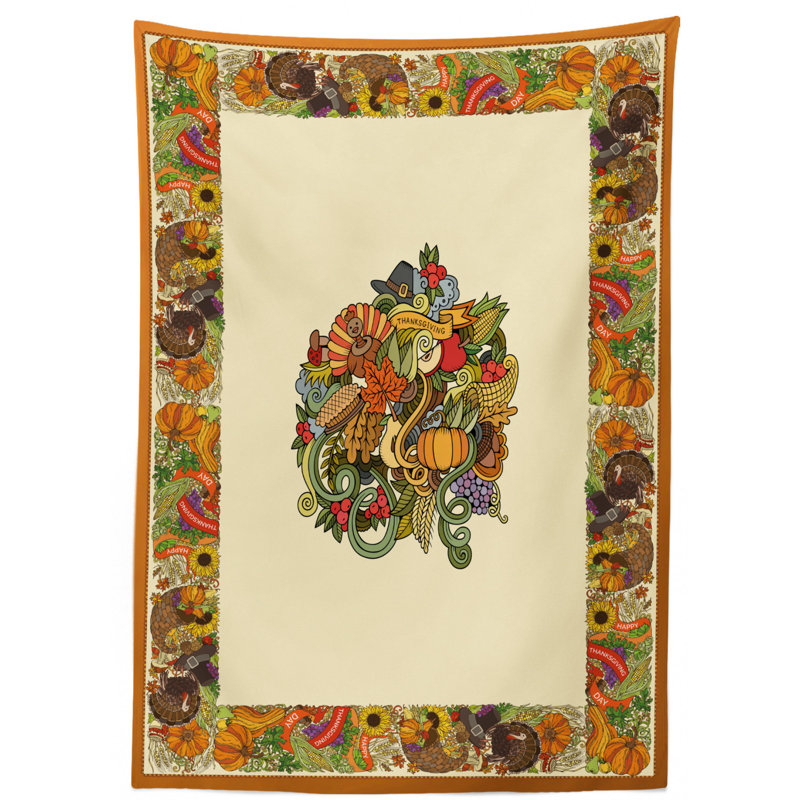 Floral Thanksgiving Tablecloth, 84" L x 60" W