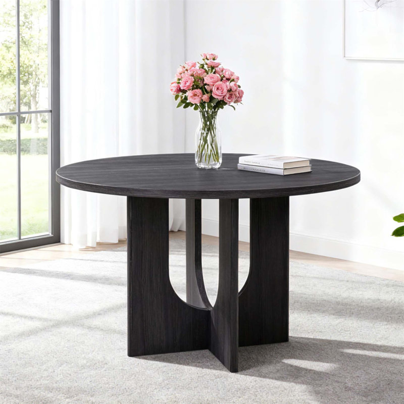 Table de salle à manger ronde moderne pour 4 personnes, ferme 47,3 pouces avec surface imperméable lisse et base stable (table seulement)
