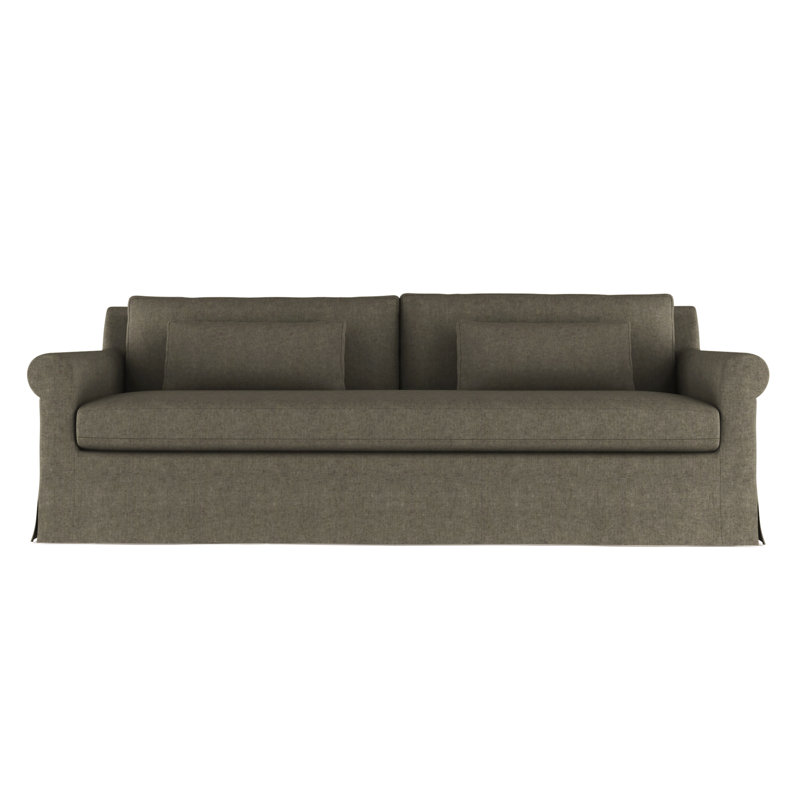Canapé à accoudoirs arrondis Ludlow, Velours moelleux graphite, H 34 po x l 108 po x P 42 po, Naturel