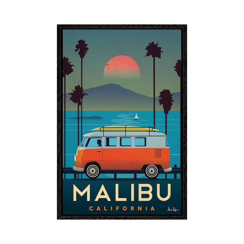 Malibu - Painting on Canvas, 101.6cm H x 66.04cm W x 3.81cm D, Black Framed