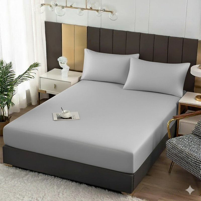 Ultra Soft 200 Thread Count Microfiber Fitted Sheet, Silver, Kingsize (5')