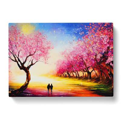 Cherry Blossom Tree Park - Wrapped Canvas