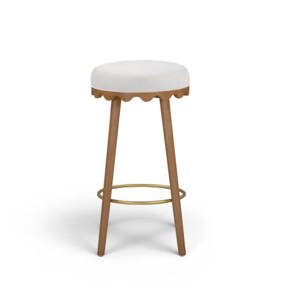 Oodle Cream Performance Vegan Mohair Light Walnut Bar Stool