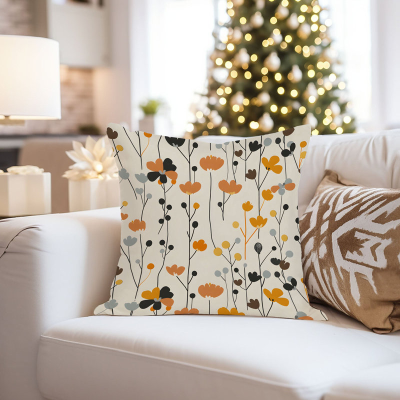 Botanical Wildflower Pattern III Cottage & Cottagecore, 18" H x 18" W