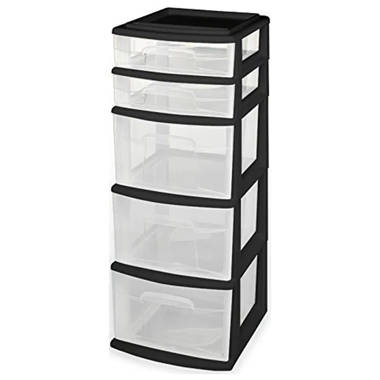 Homz Medium Stationary 6-Drawer Plastic Home Office Bedroom & Closet  Organizer Storage Drawers, Clear with Black Frame