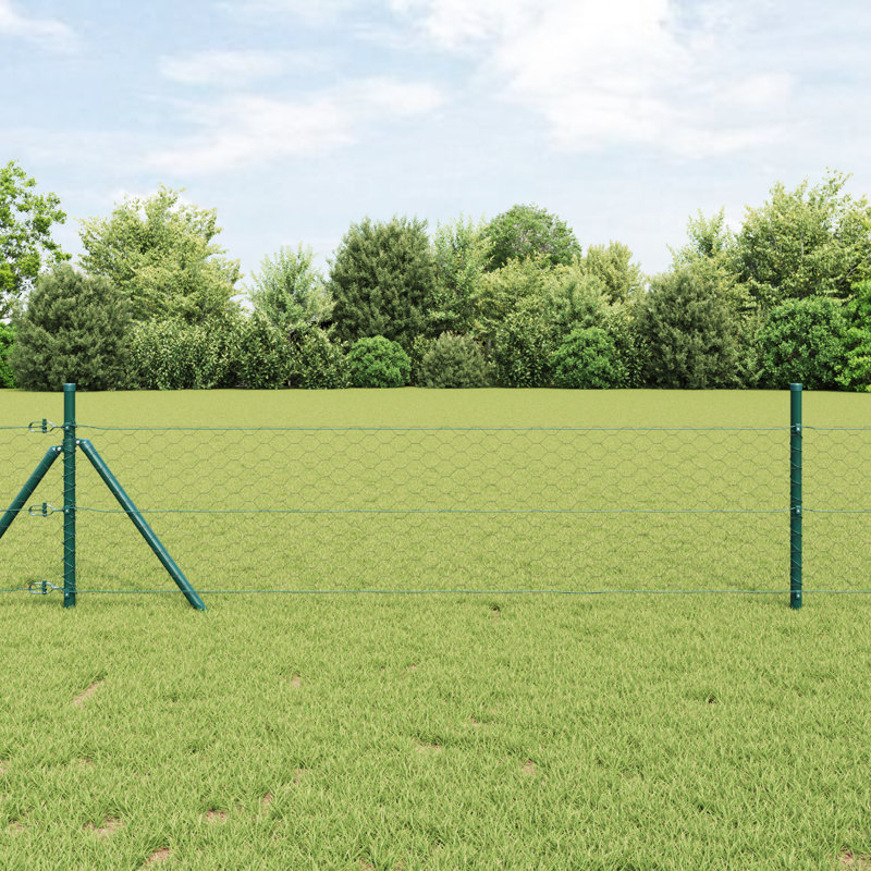 Hexagon Fence Steel, Green, 19.7" H x 1,968.5" W