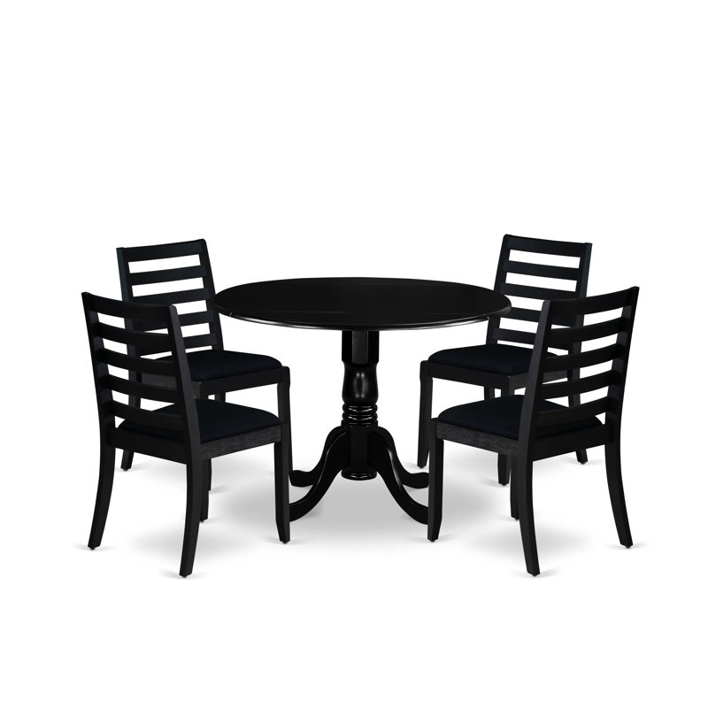 L'ensemble de salle à manger comprend une table ronde et une chaise empilable en tissu de polyester, 5