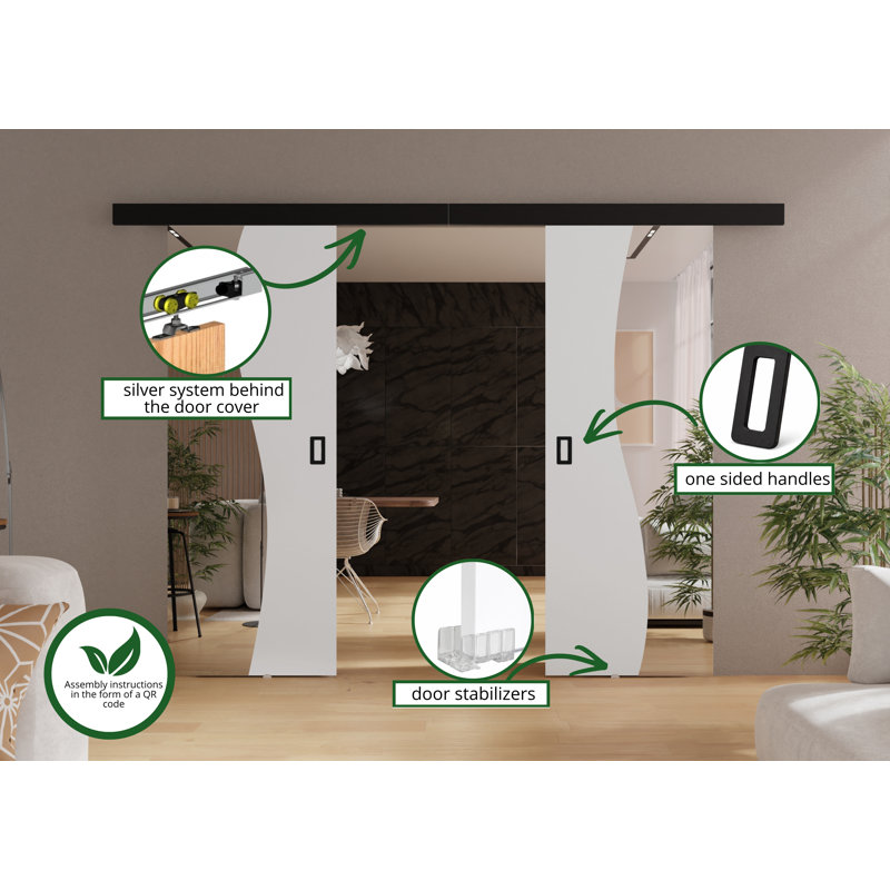 Benius 2 Door, White, 154cm x 205cm