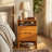 Mid-Century Modern Nightstand Set with Open Shelf and Charging Station-1481144134