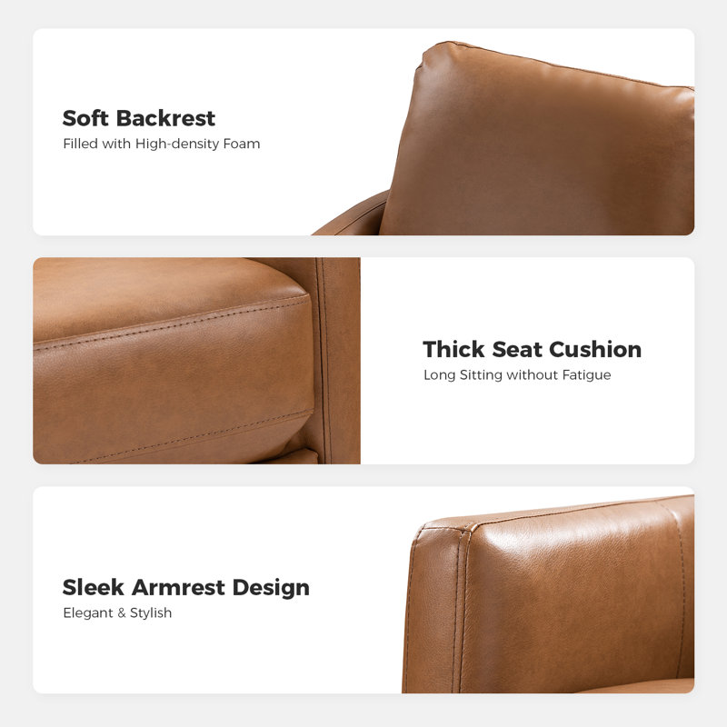 Steelside™ Alfonso Vegan Leather Swivel Armchair & Reviews | Wayfair