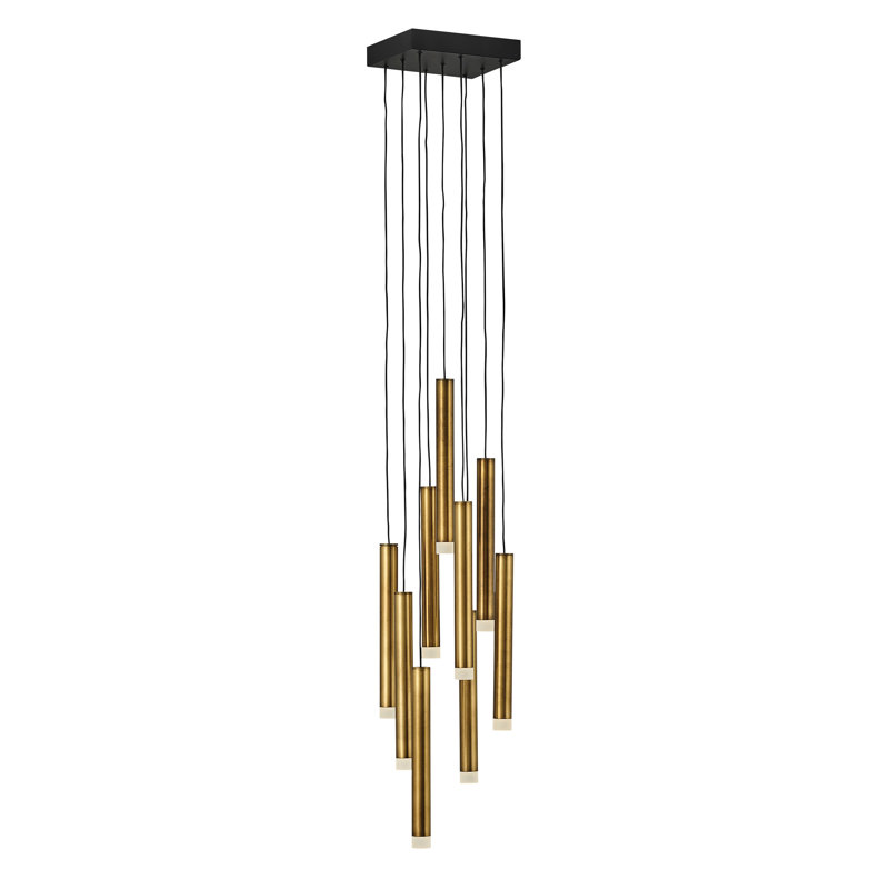 Harmony 9-Light Adjustable Modern Pendant w/ Integrated LED, Heritage Brass