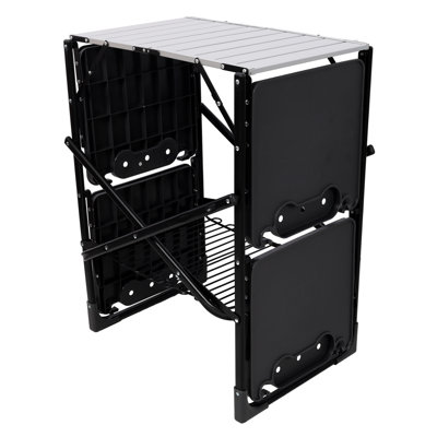 Table de camping pliante en alliage d'aluminium noir - hauteur compacte