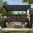 9.8'X7.9' Metal Pergola & 2 Pcs Rolling Metal Planter Boxes With Wheels, Steel Frame Patio Pavilion For Outdoor Backyard Garden