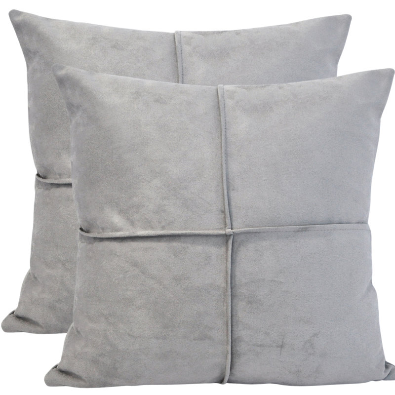 Coussin décoratif en micro suède, coussin en faux suède (paquet de 2), H 18 po x l 18 po, Polyester, Gris
