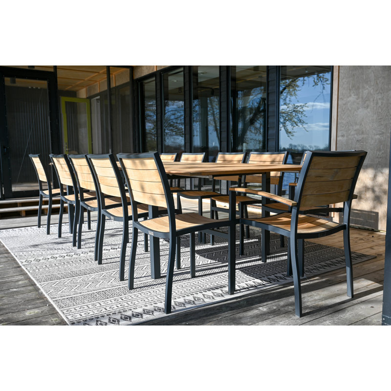 SoHo Teak Aluminum Outdoor Stacking Sidechair, Black