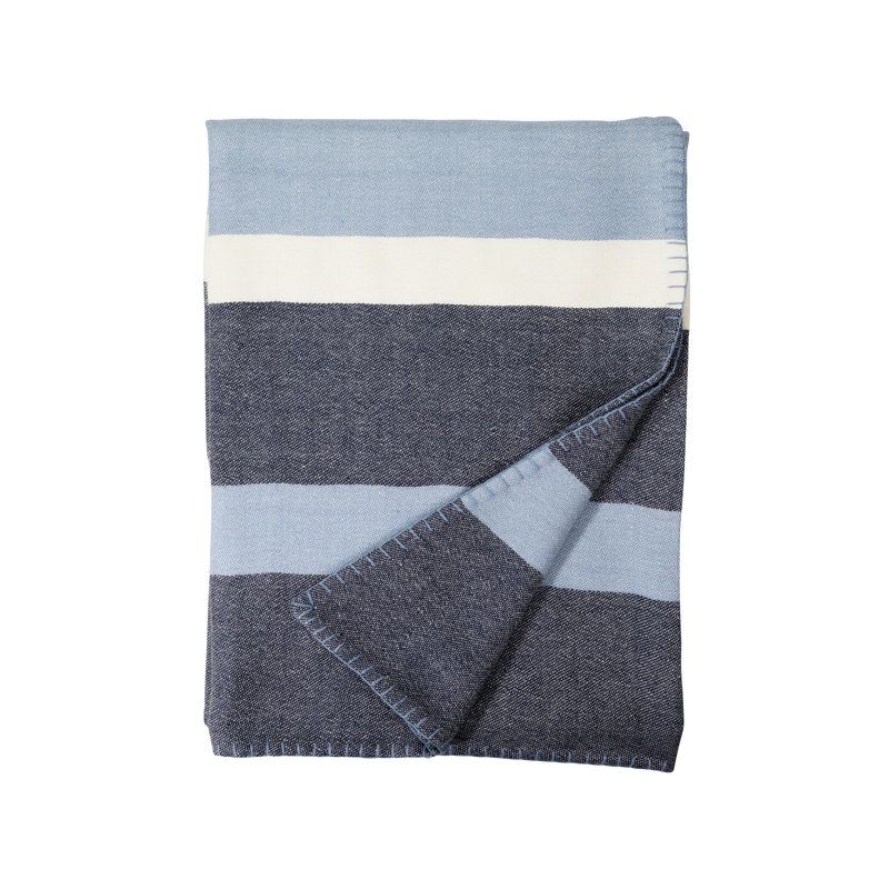 Block Stripe Woven Baby Alpaca Throw Blanket, Navy/Periwinkle
