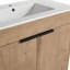 Meuble-lavabo autoportant avec lavabo en céramique blanche et 2 portes d'armoire à fermeture en douceur