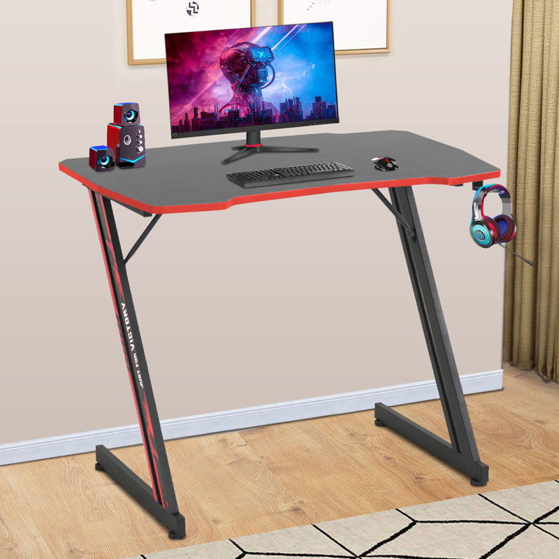 Bureau d'ordinateur Caiti, Noir / rouge