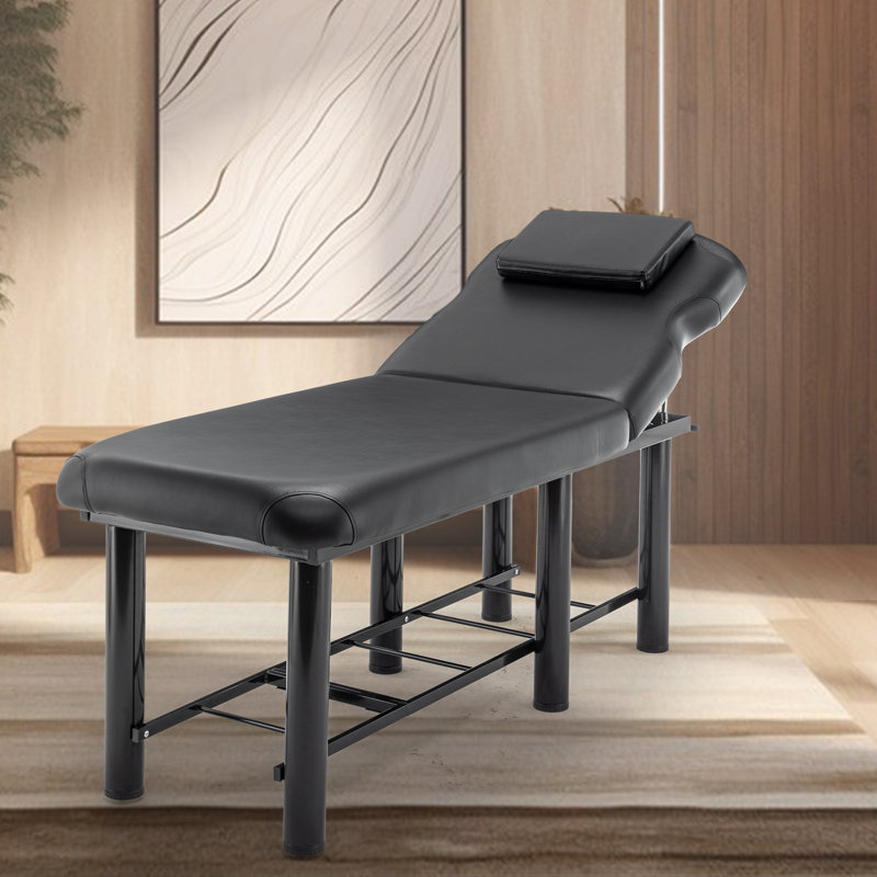 73.3" Professional Massage Table Head Massage Bed Lash Bed Tattoo Bed with Adjustable Backrest and Metal Legs, Black
