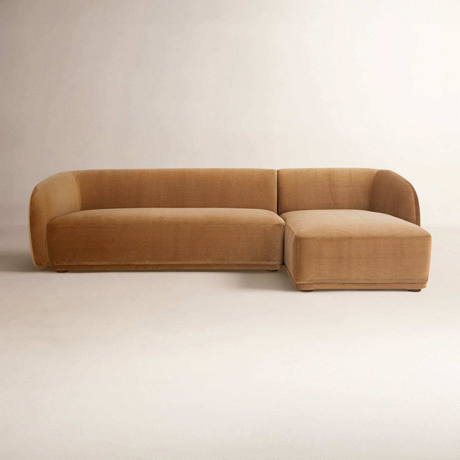 Penelope 2 - Piece 112" Chaise Sectional, Right Hand Facing, Camel Faux Mohair