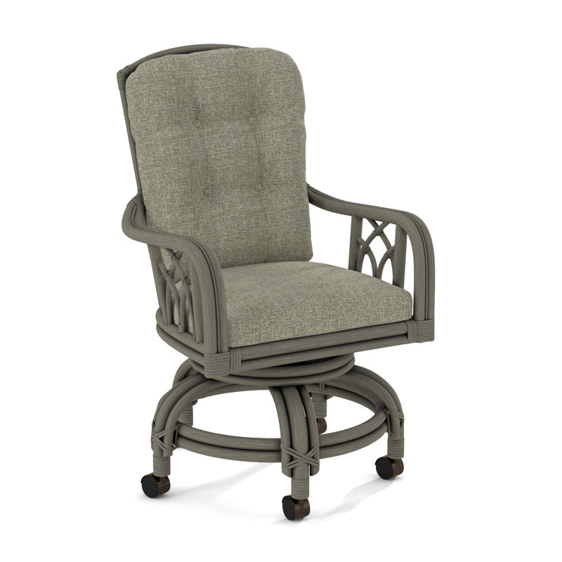 Edgewater Castered Arm Chair, Greystone, Stone Crypton Performance; 0884-83