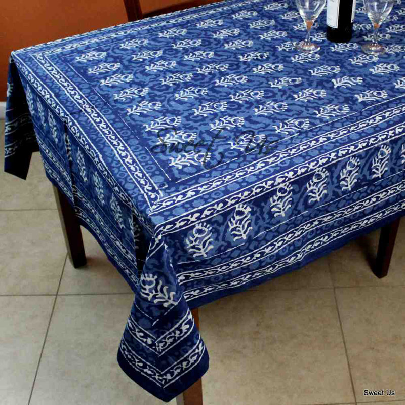 Alvaretta Block Print Floral & Geometric Tablecloth , 102' L x 70'W