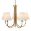 Gold 5 - Light 27"W Dimmable Classic / Traditional Chandelier with White Linen Shade for Dining Room-88314178-88314172