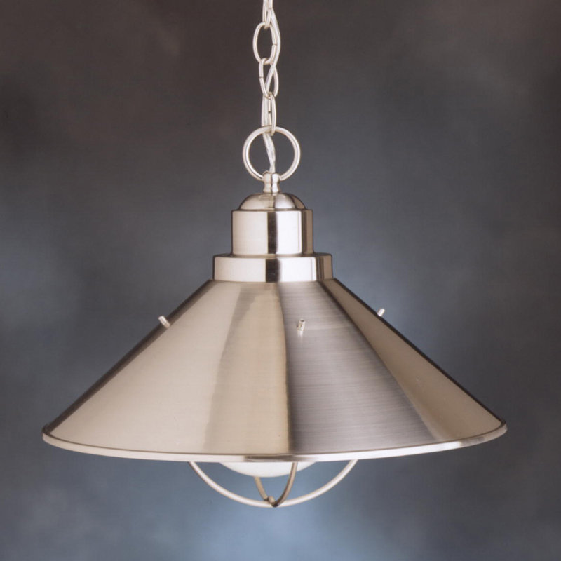 Kichler Seaside 1-Light Outdoor Single Cone Pendant, Brushed Nickel