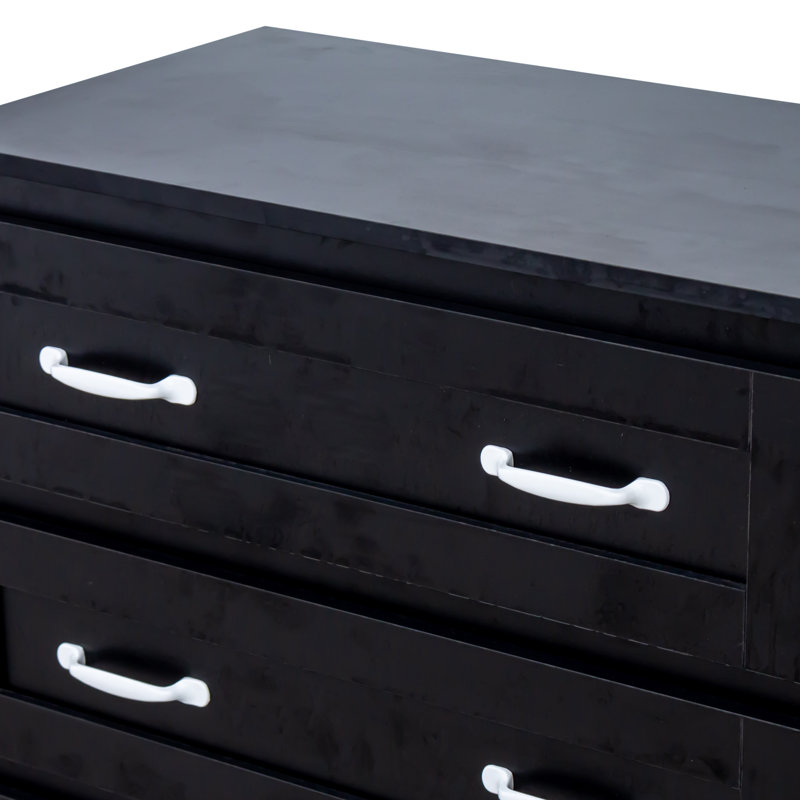 Commode d'appoint moderne noire à 6 tiroirs, Noir