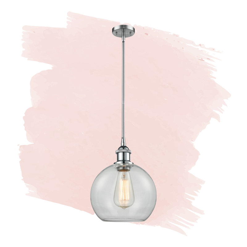 Luminaire suspendu sphère 1 lumière Baptista, Chrome poli, Transparent, Nickel satiné brossé