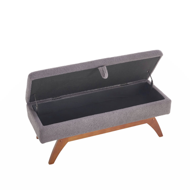 Repose-pieds de 46,8 po de largeur avec repose-pieds rectangulaire en similicuir avec banc de rangement, Gris