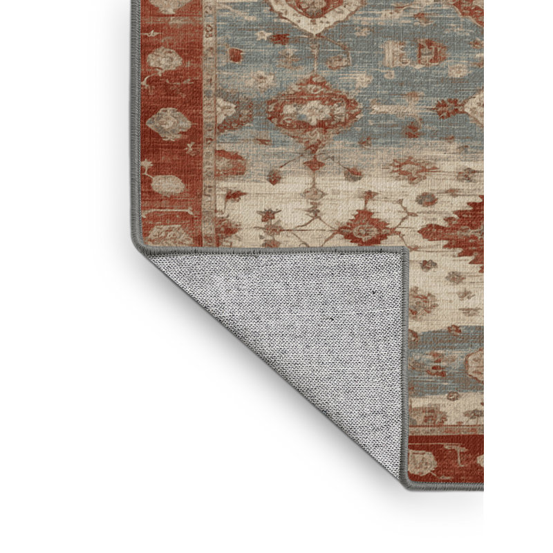 Machine Washable Overdyed Gray Area Rug, Round 7'
