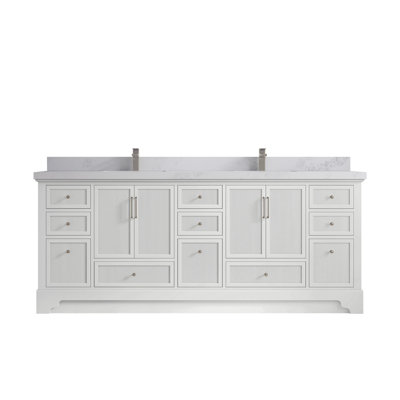 Alys l 84 po x P 22 po. Meuble-lavabo double Alys avec quartz 2 po (option poignées)
