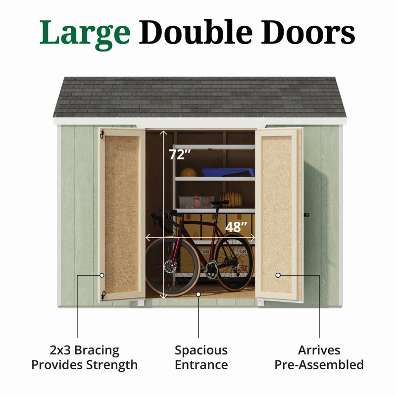 Value Gable Shed With Side Entry, 96.5'' H x 96'' W x 120'' D, No