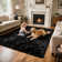 Soft black shag area rug