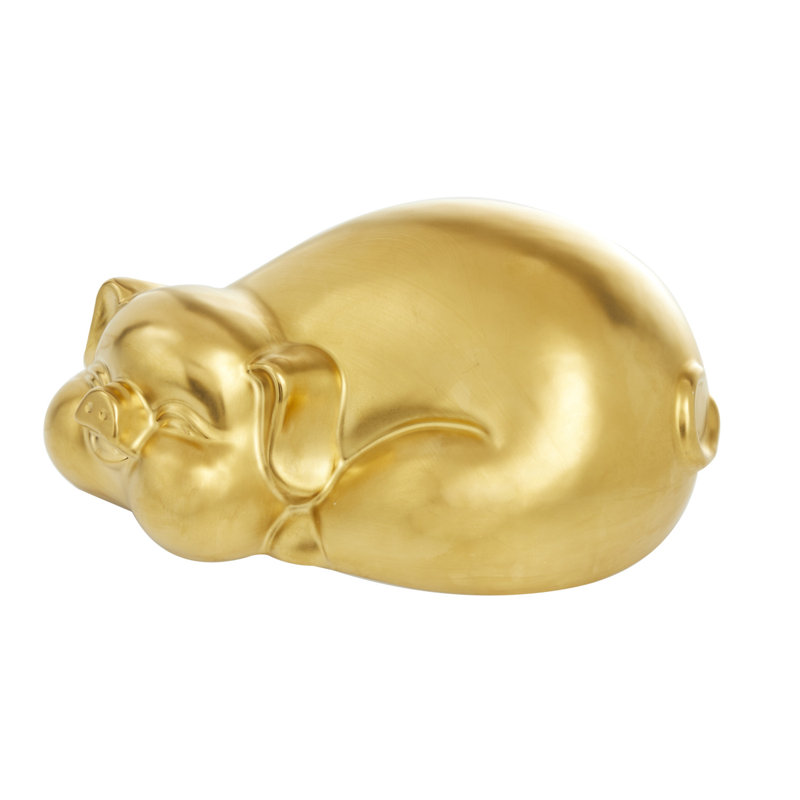 Porcelain Ceramic Pig Decorative Sculpture, Gold