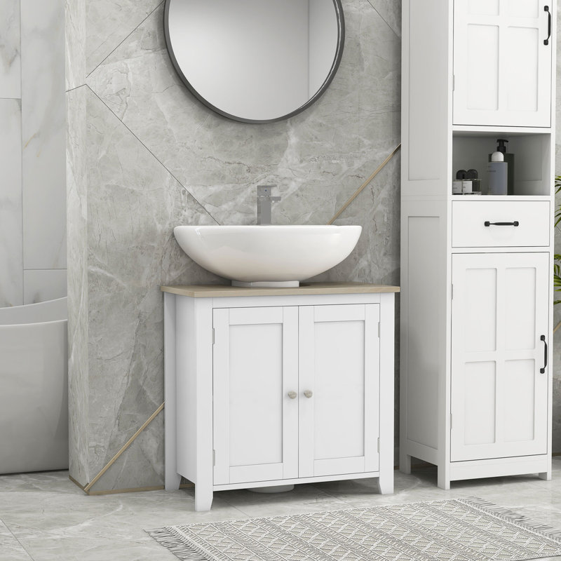 Armoire d'évier - sous le lavabo de salle de bain, en forme de U, tablette réglable