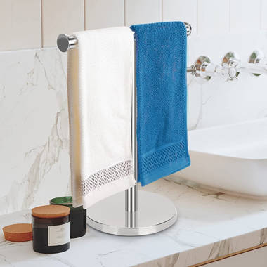 QIANXING Hand Towel Holder Stand with Marble Base, Double T-Shape