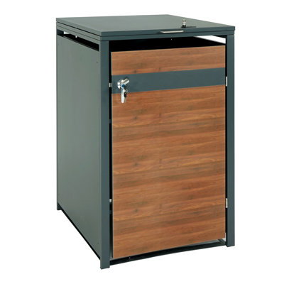 XL 1Er/2Er-Mülltonnenverkleidung MCW-J82, Mülltonnenbox, Metall 38Kg, Anthrazit