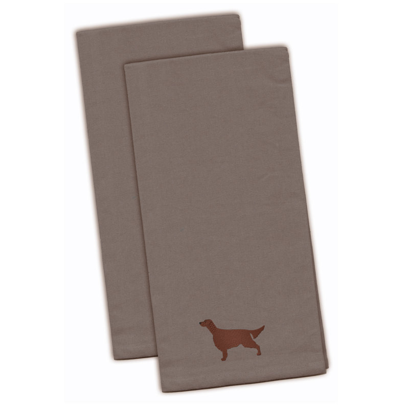 Cotton Embroidered Tea Towel Kitchen Towel, Gray, 28" H x 19" W x 0.1" D
