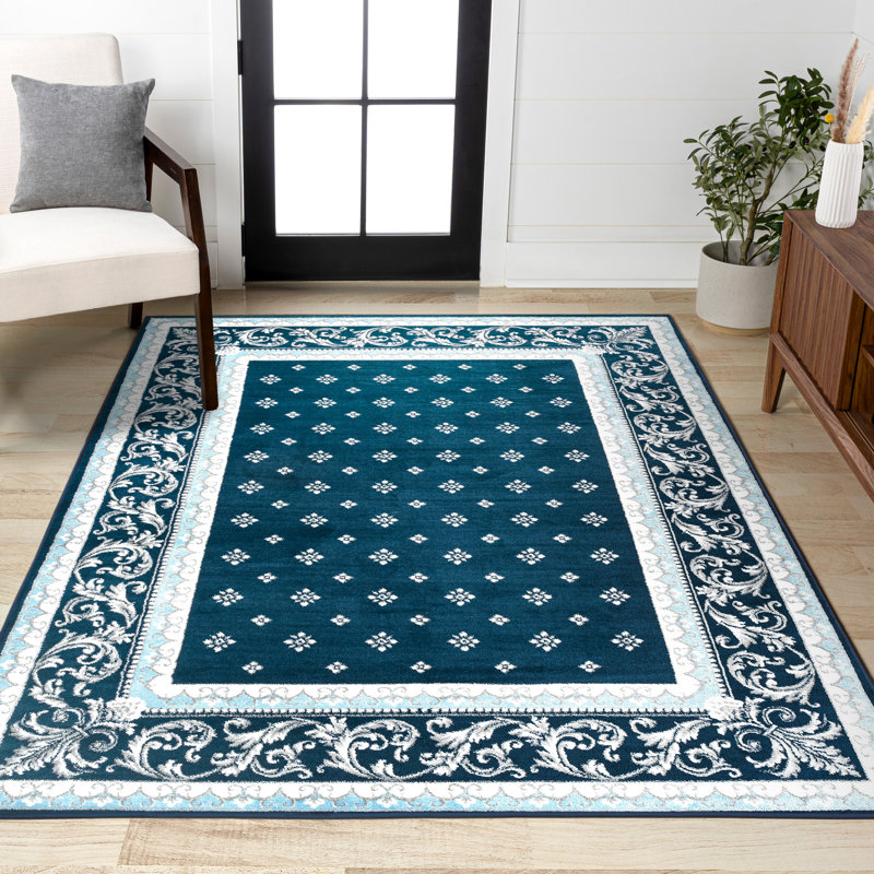 Tapis bleu marine / bleu Reilly, Rectangle 7 pi 8 po x 10 pi