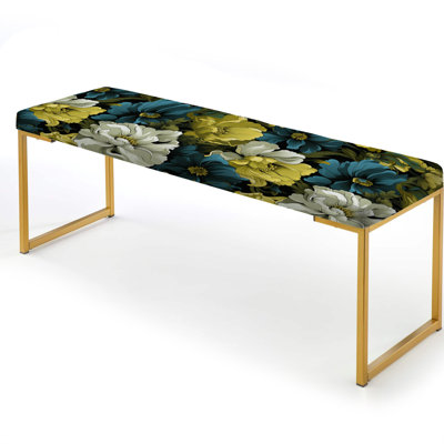 Green Rebel Soul Floral Cottage Collage - Floral Upholstered Gold Bench
