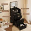 Coiffeuse 3 en 1 avec éclairage et tabouret à roulettes, table de maquillage avec miroir rabattable, 3 tiroirs et borne de recharge-2119371134